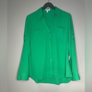 Express Portofino Longsleeve Green Top Size L